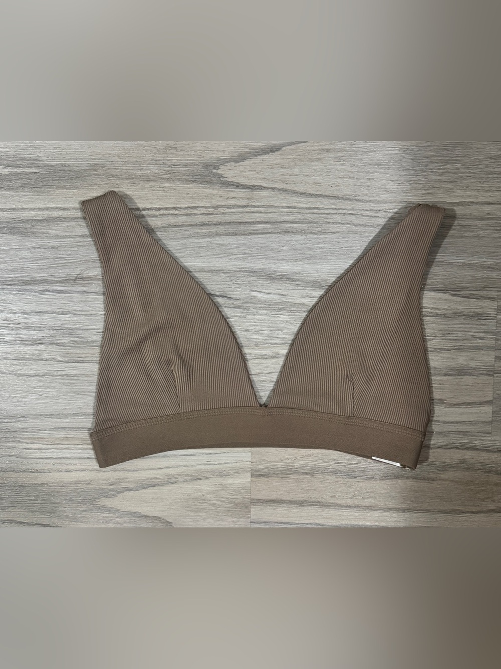 RIVIR Brown Ribbed Bralette Crop Top Size M Neutral Minimalist